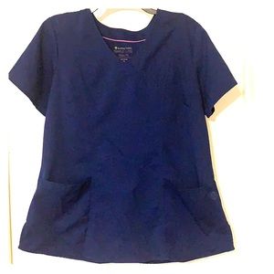 Navy blue Healing Hands scrub top